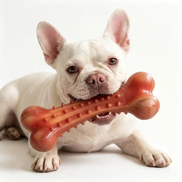 Durable Rubber Dog Bone Chew Toy – Teeth Cleaning, Tooth Grinding & Interactive Chew Toy for Puppies and Adult Dogs