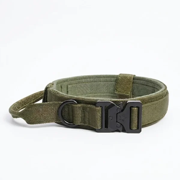 Heavy Duty Tactical Dog Collar with Handle (Army Green)
