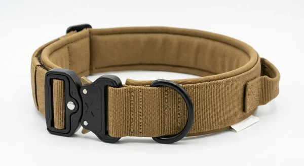 Heavy Duty Tactical Dog Collar with Handle (Khaki)