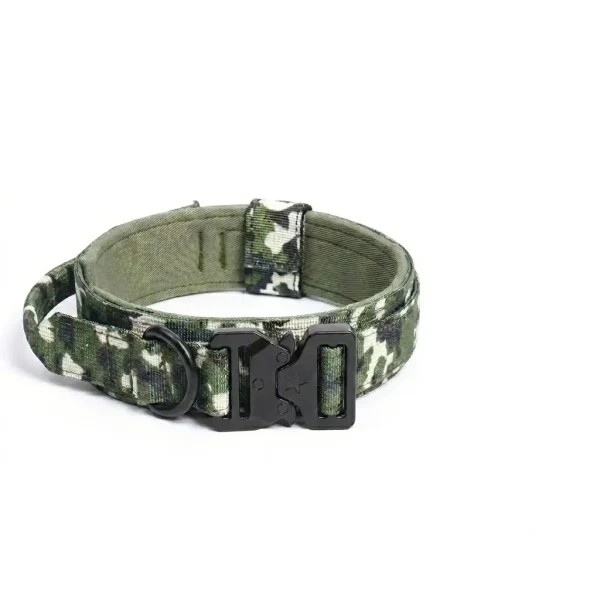 Heavy Duty Tactical Dog Collar with Handle (Green Camo)