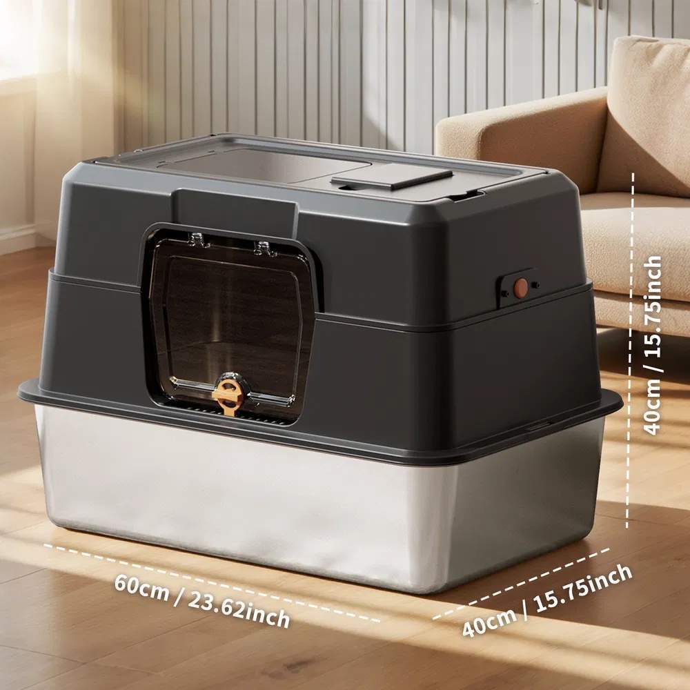2025 Must-Buy Fully Enclosed Stainless Steel Cat Litter Box, Odor-Proof, Anti-Splash, Spacious For Large Cats - Image 7