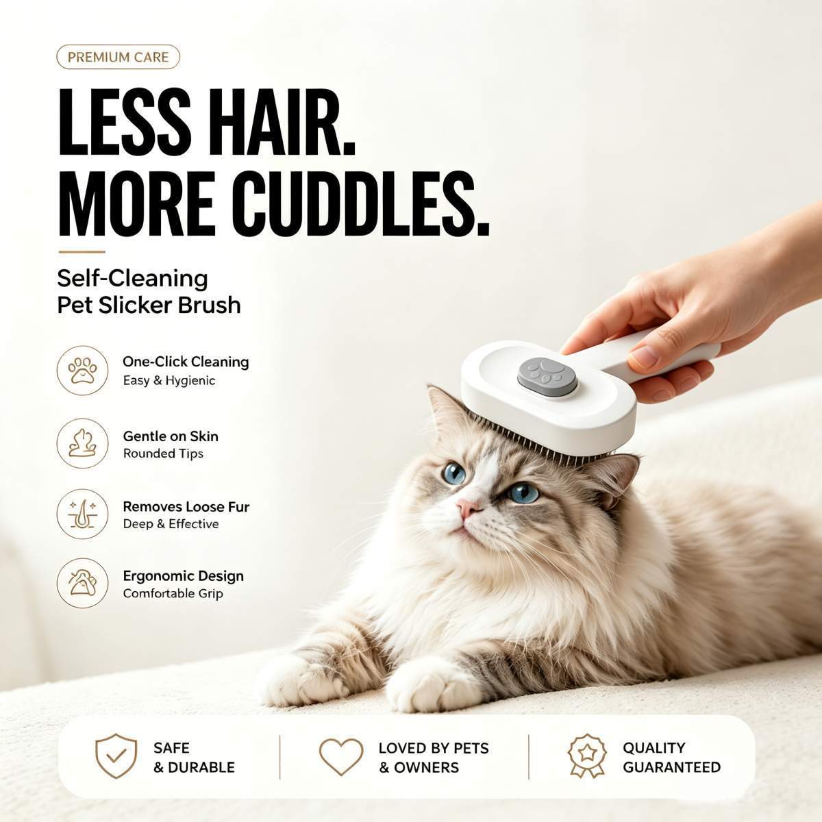 Pet Slicker Brush For Cats & Dogs, Self-Cleaning Grooming Brush With One-Click Hair Removal, Gentle Deshedding Tool For Long & Short Hair, Skin-Friendly Pet Grooming Comb - Image 10