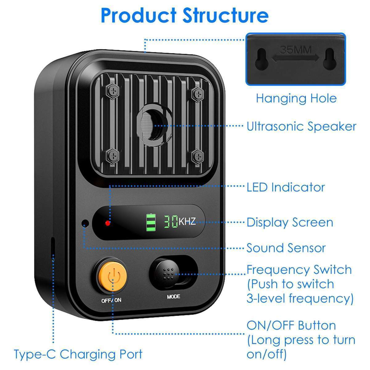 Black-Green Color Options -- 1Pc Ultrasonic Anti-Barking Device Rechargeable Auto Dog Bark Control Deterrent Box Training Device IPX4 Waterproof With 3 Frequency Max 32.8Feet Sensing Distance For Most - Image 9