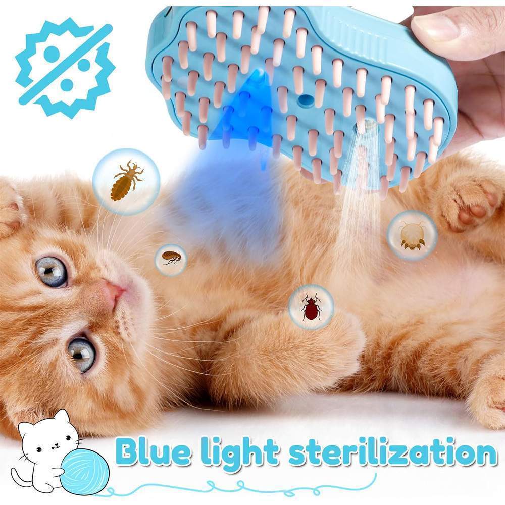Rechargeable Steam Cat Brush, Cute Paw Shape Pet Steamer Grooming Brush With Soft Silicone Teeth For Dog Cat Massage, Shedding & Hair Removal - Image 6