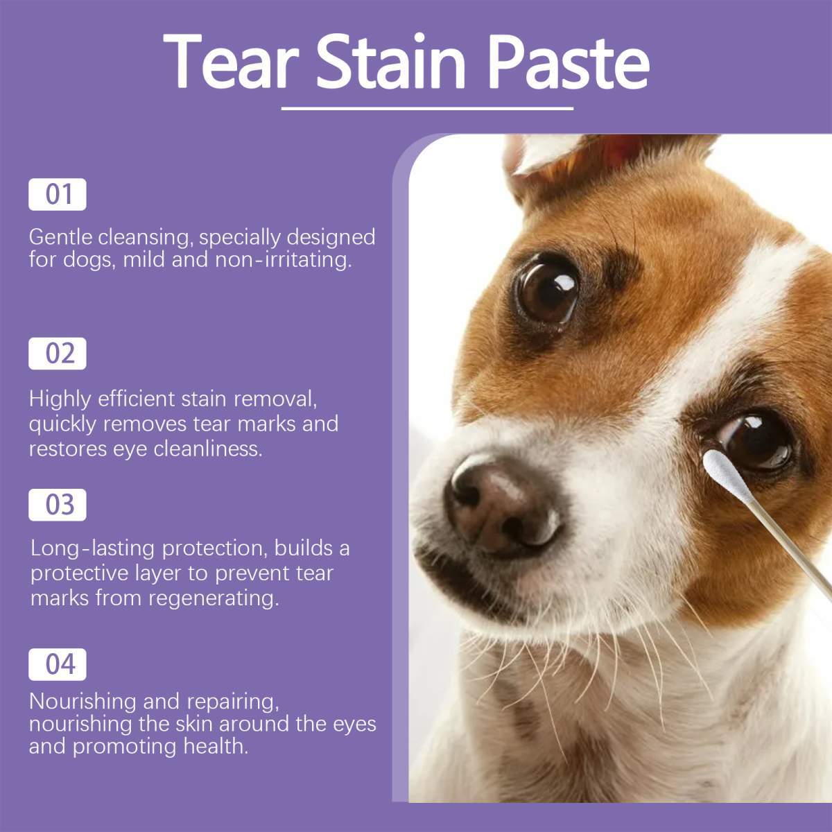 Dog Tear Stain Paste, Gentle Tear Stain Remover For Dogs With Honeysuckle, Sophora Flavescens & Coconut Oil, Soothing Eye Brightening Cream For All Dog Skin Types, 20g - Image 4