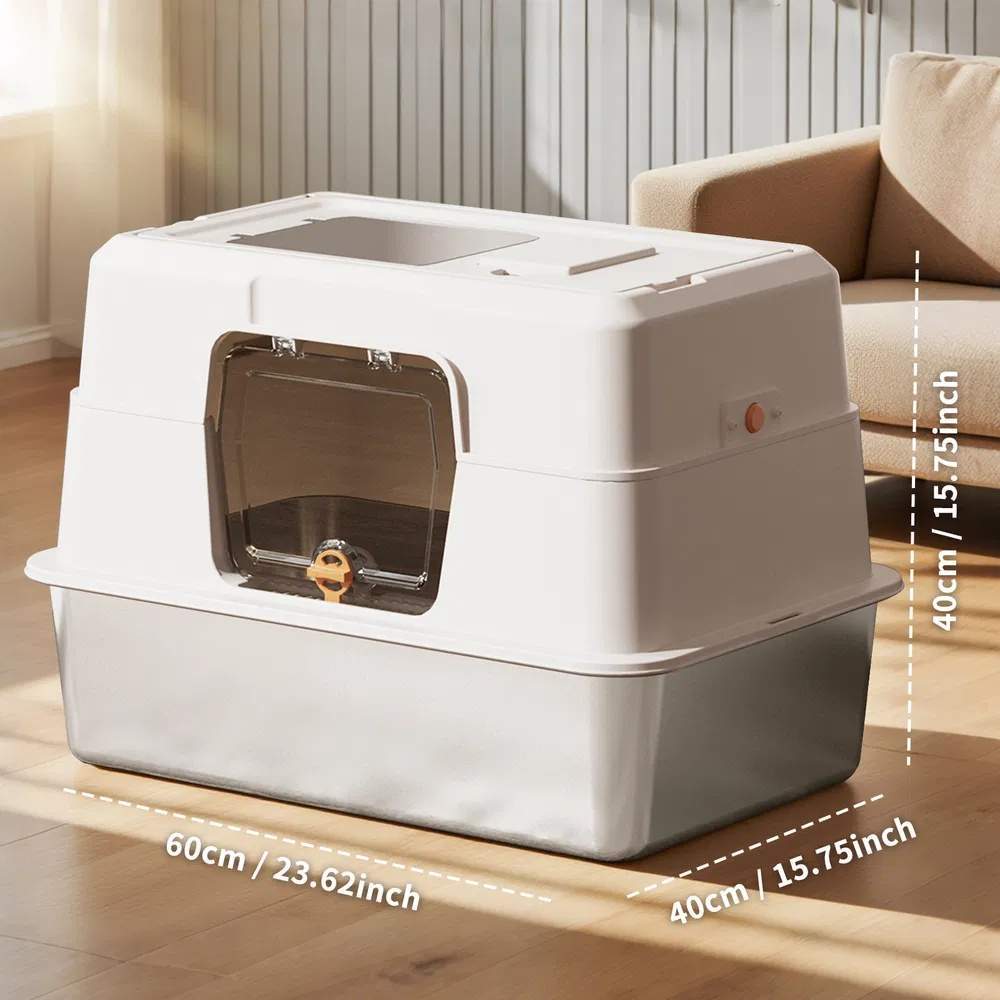 2025 Must-Buy Fully Enclosed Stainless Steel Cat Litter Box, Odor-Proof, Anti-Splash, Spacious For Large Cats - Image 5