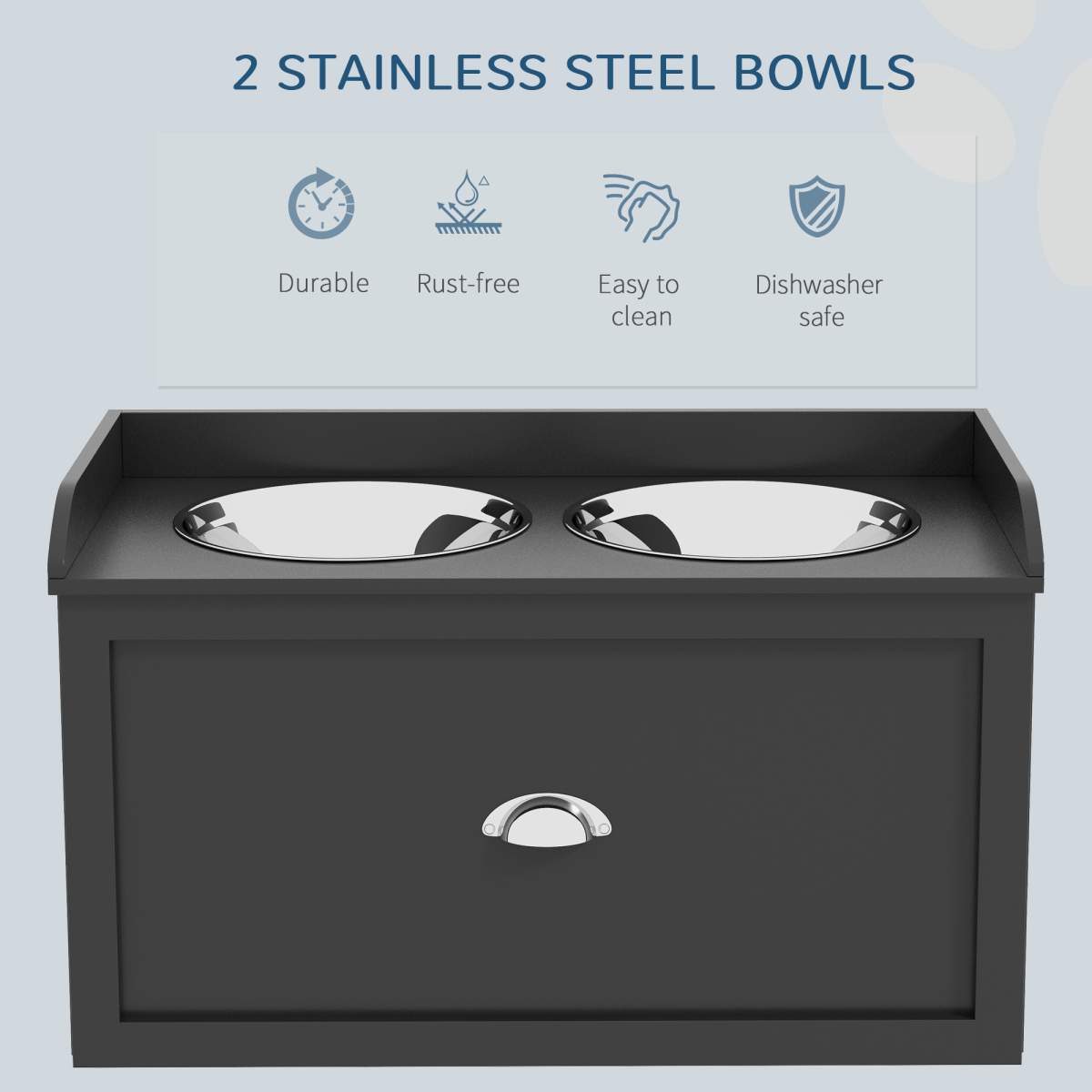 Pet Feeding Station Pet Dish Bowl Set with Storage, 2 Elevated Dog Bowls for Large Sized Dogs, Black - Image 4