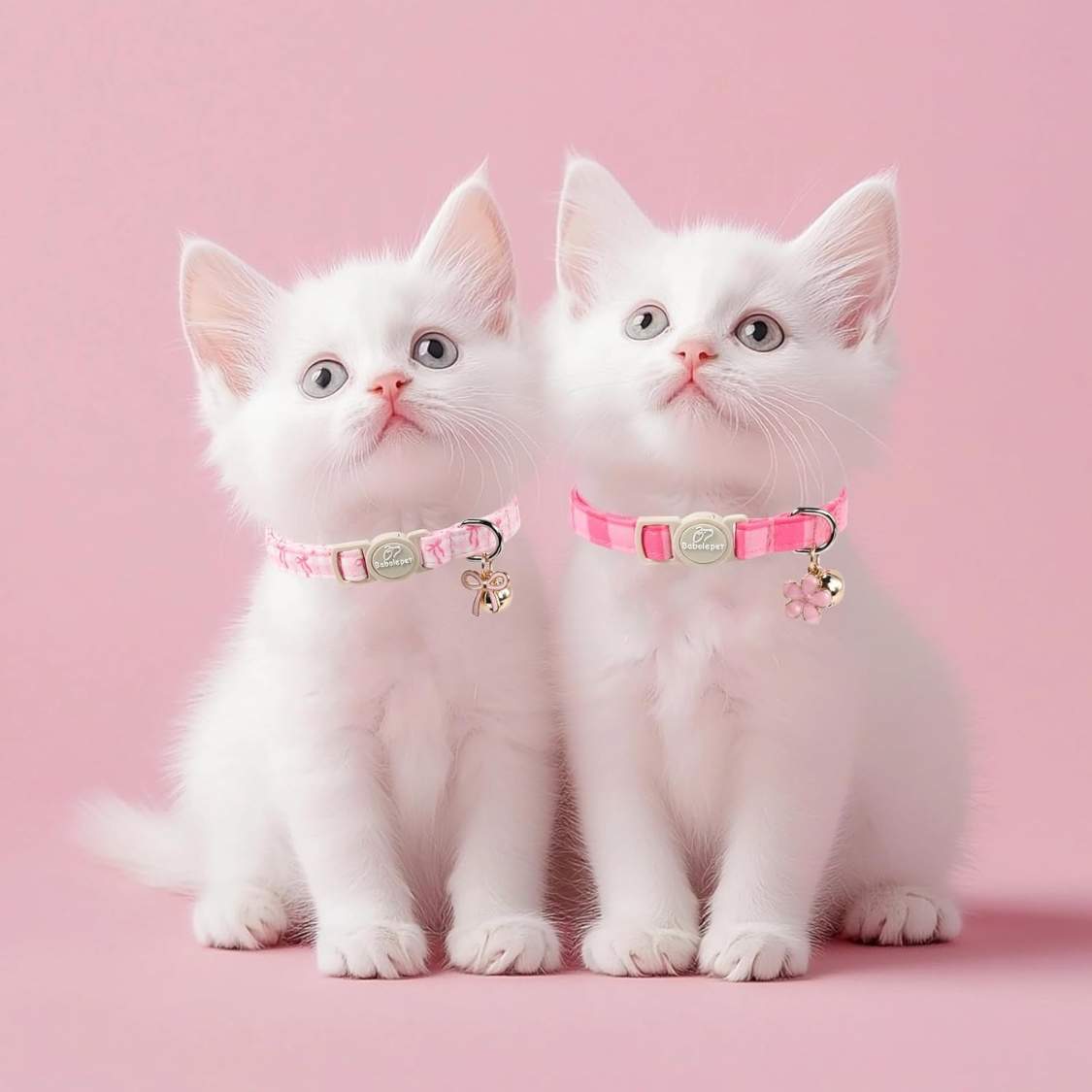 2 Pack Pink Cat Collars Spring Summer Breakaway Cat Collar With Bell, Bow And Flower Pendant, Adjustable Kitten Collars For Girl Cats, Cute Pink Plaid Bow - Image 5