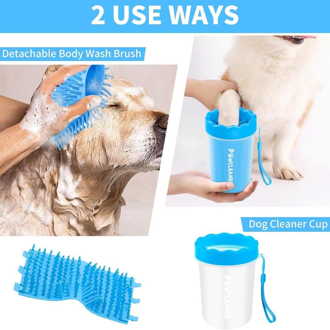 Professional 7 In 1 Dog Paw Cleaner For Dogs & Cats Includes 1 Portable Paw Washer 1 Bath Brush 2 Dog Toothbrushes And 3 Absorbent Towels Note Fits Paws 1.5 To 2.5 Inches Wide - Image 4