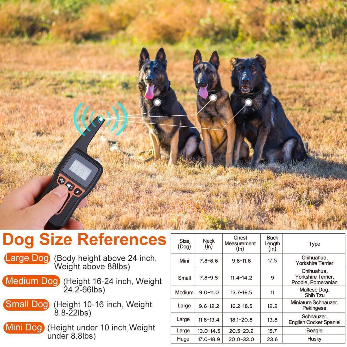 Train Collar OR Receiver Only Options - 3280FT Dog Training Collar IP67 Waterproof Pet Beep Vibration Electric Shock Collar 3 Channels Rechargeable Transmitter Receiver Trainer With Flashlight - Image 10