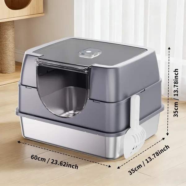 Galaxy Stainless Steel Gray Cat Litter Box, Sturdy And Durable, Easy To Clean, Odorless, Non Stick To Sand, Is A Cross-border Quality Choice