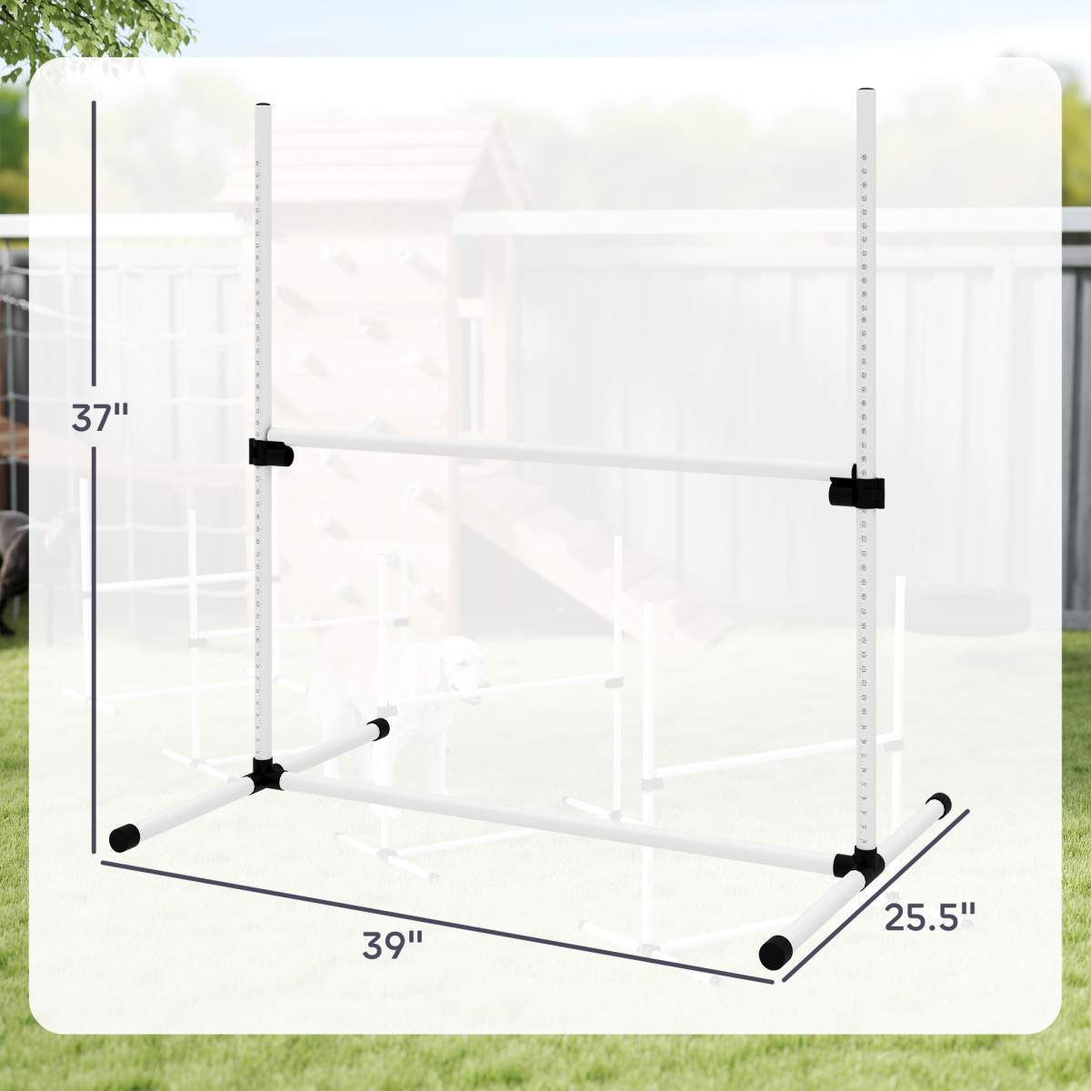 4 Piece Dog Agility Training Equipment for Dog Agility Course with Adjustable Height Jump Bars, Included Carry Bag, & Displacing Top Bar, White - Image 5