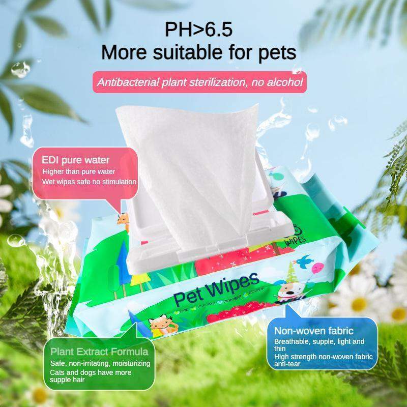 Dog And Cat Wet Wipes, Fragrance Free, Plant.based SKIP THE BATH Gentle Cleansing AndDeodorizing,Hypoallergenic, Wipes For PawsEars, Fur, Eye Ducts And Butt - Image 2