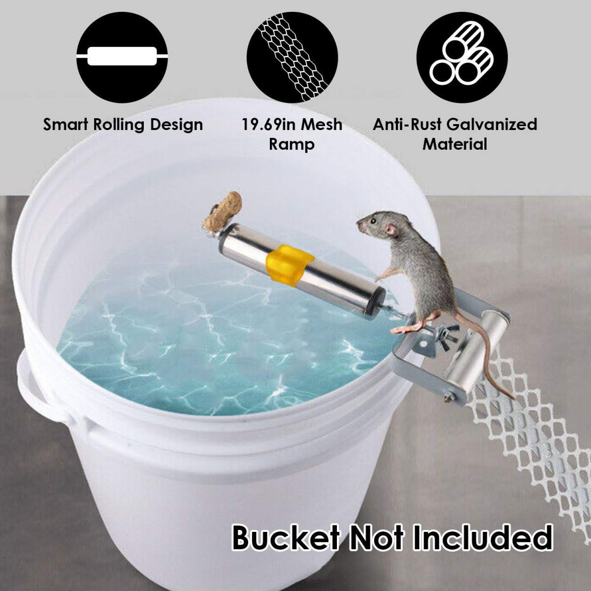 Rolling Mouse Trap With 19.69in Mesh Ramp, Humane Galvanized Metal Rat Trap, Reusable Catch Multiple Mice, Easy To Clean For Home Garage Warehouse Basement