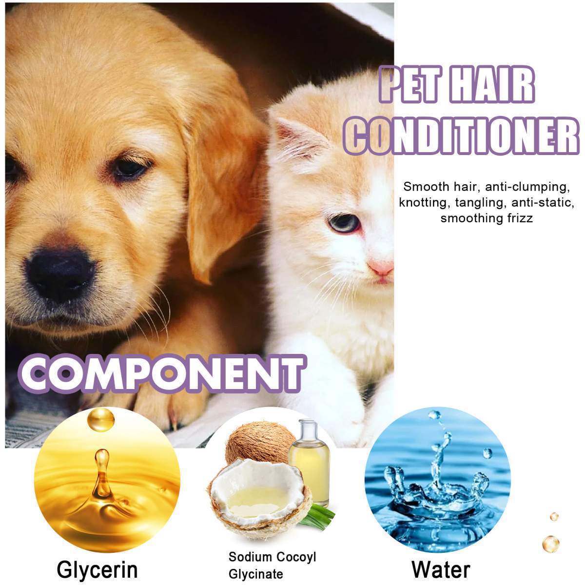 Pet Hair Conditioner For Dogs Cats, Moisturizing Detangling Pet Coat Conditioner, Anti Static, Softens & Brightens Fur, Long Lasting Fragrance, 50ml - Image 6