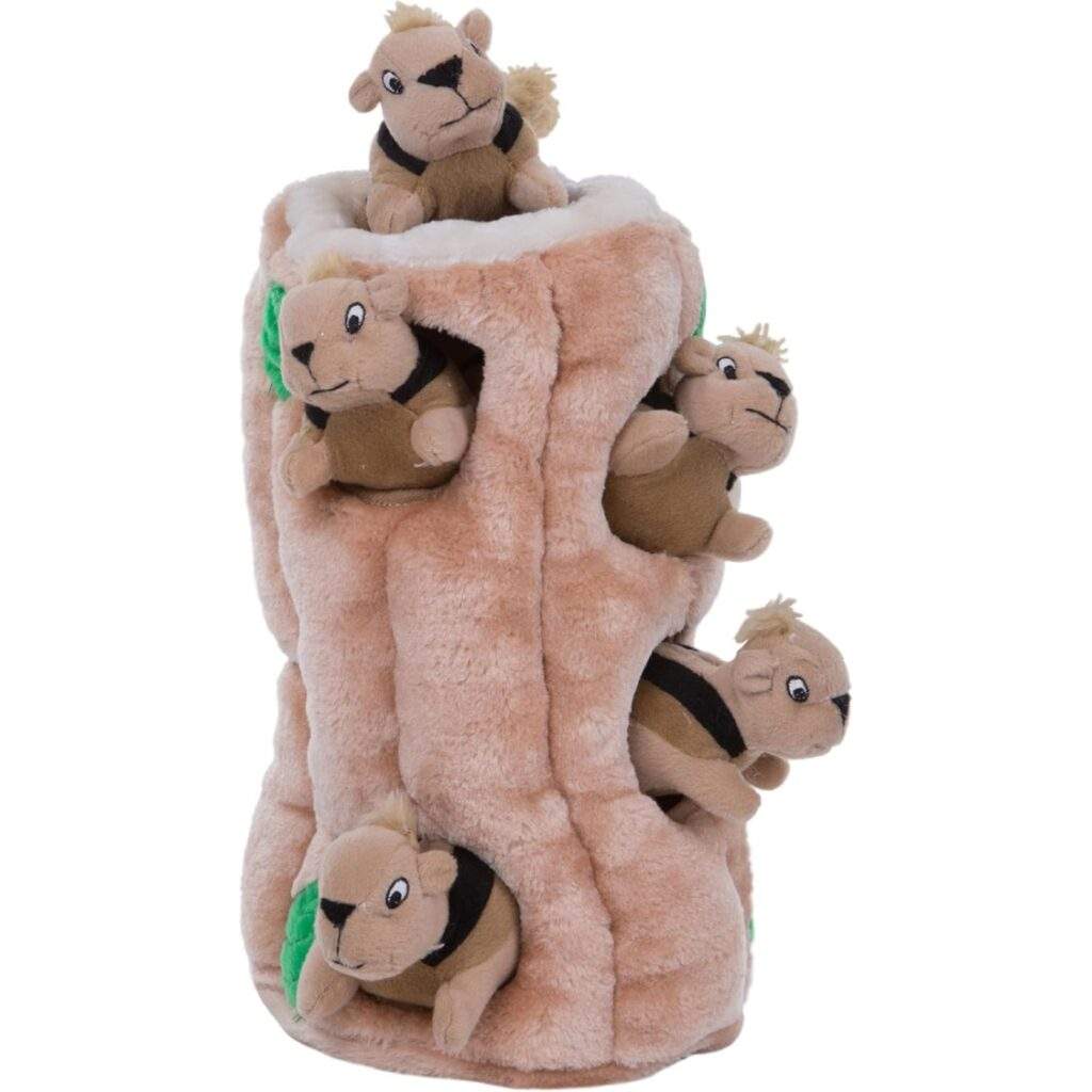 Squirrel Dog Toy Interactive 2in1 Plush Puzzle With 6 Squeaky Removable Squirrels