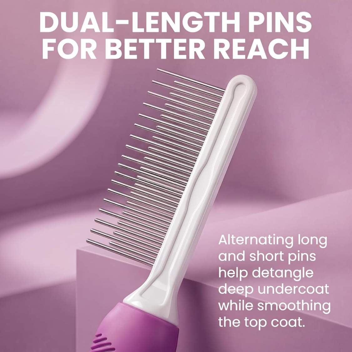 Pet Comb With Long Short Stainless Steel Teeth For Removing Matted Fur, Knots Tangles Detangler Tool Accessories For - Image 5