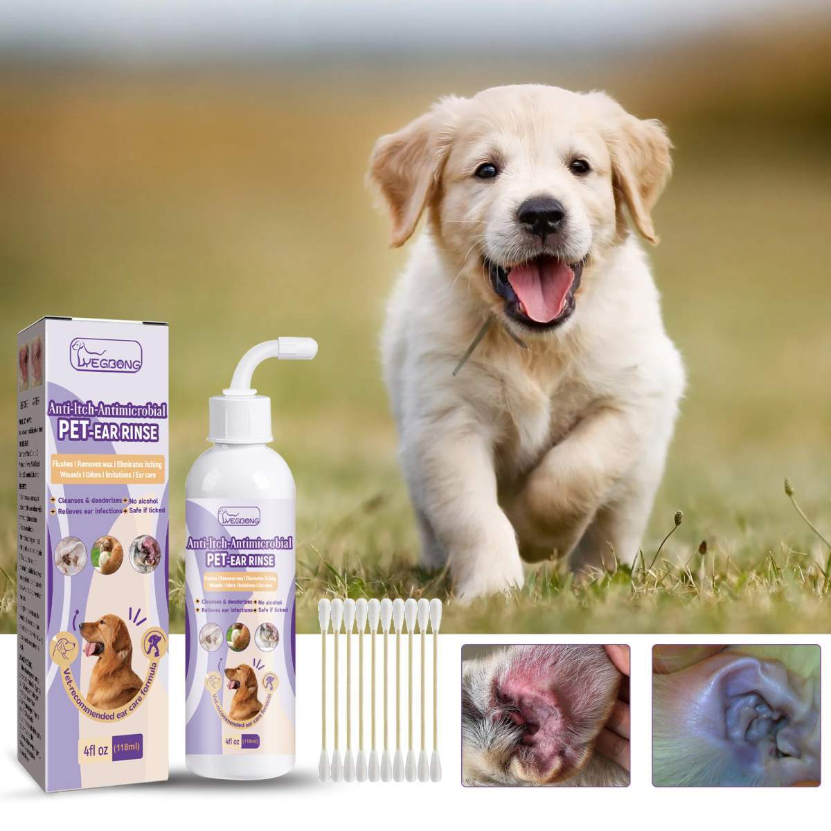 Pet Ear Rinse Cleaner for Dogs & Cats – 118ml - Image 2