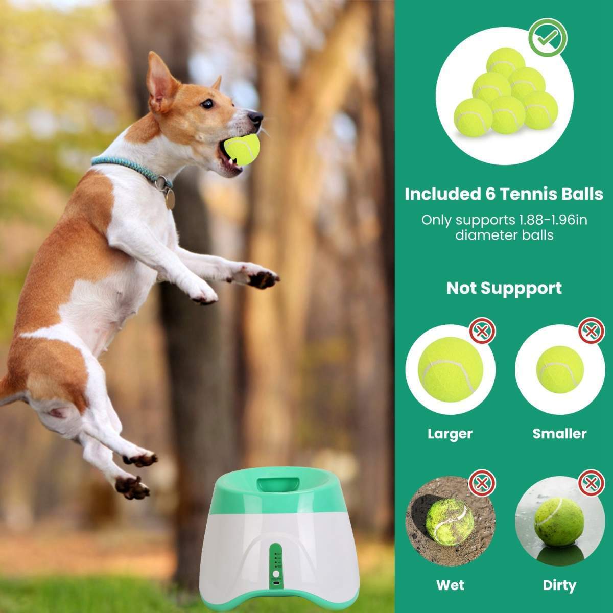 1Pc Automatic Dog Ball Launcher Toy Included 6 Tennis Balls Dog With 3 Adjustable Launch Distance Interactive Ball Thrower Fetch Machine For Small Medium Dogs - Image 9