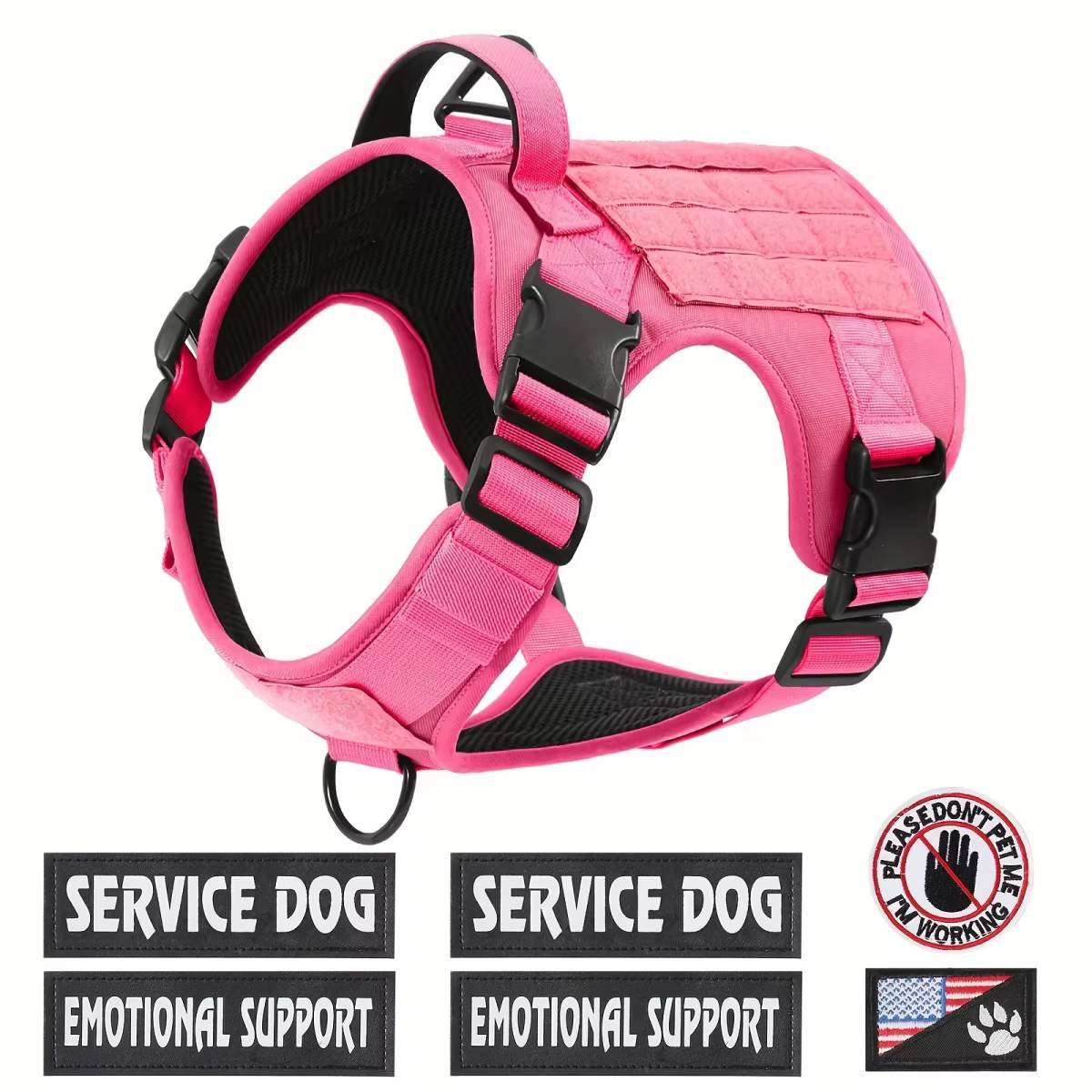 Tactical Pet Chest Service Dog Harness Vest Adjustable Reflective Dog Harness Metal Buckle Hiking Training - Image 8