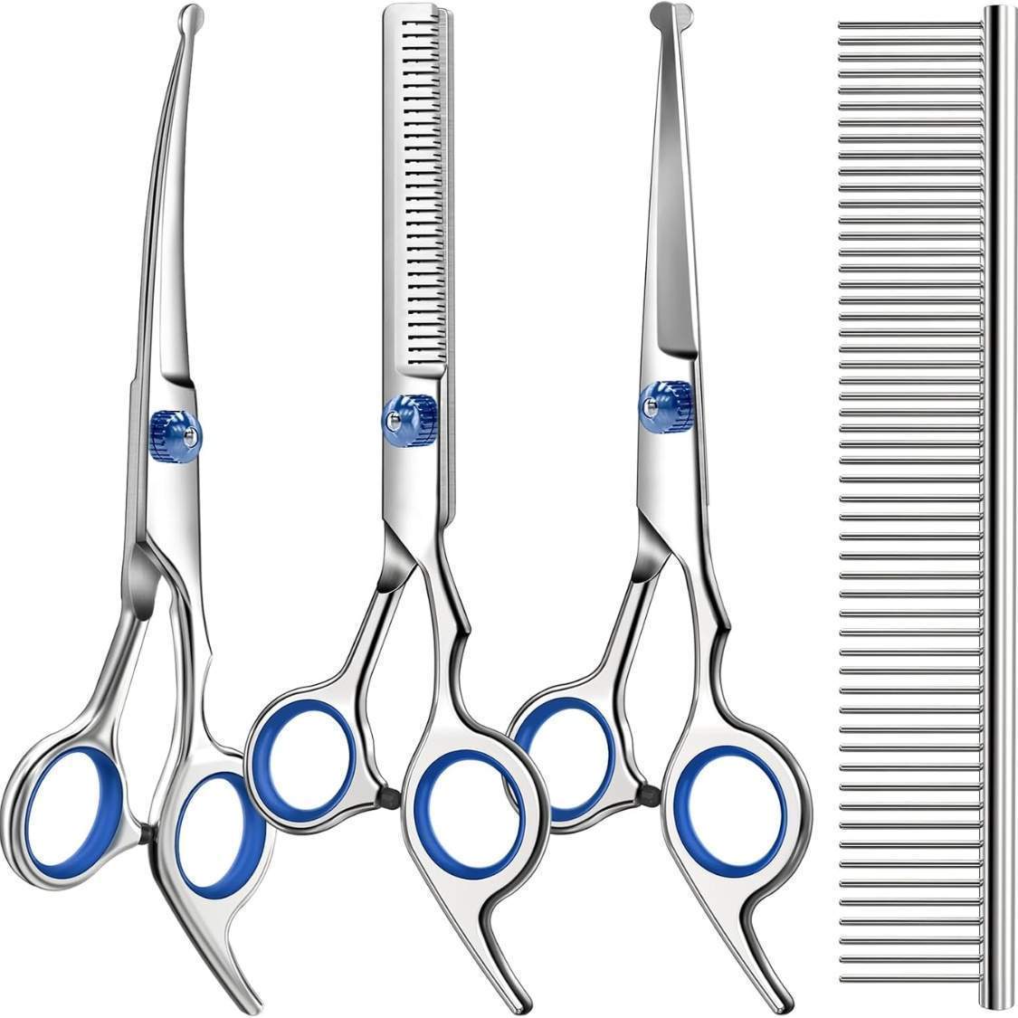 Professional 4 In 1 Dog Cat Grooming Scissors Kit With Safety Round Tips,Sharp