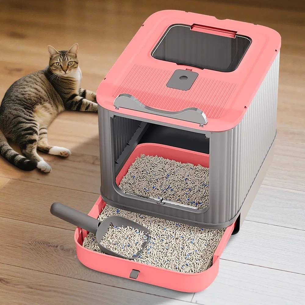 Elevated Leak Proof Elf Pink Cat Litter Box, Made Of Sturdy And Durable Materials, Also Suitable For Multi Cat Households - Image 2