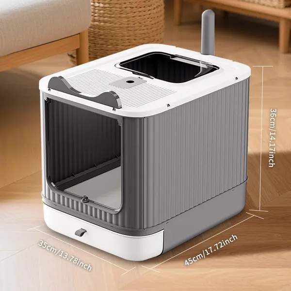 Elevated Leak Proof Elf White Cat Litter Box, Made Of Sturdy And Durable Materials, Also Suitable For Multi Cat Households - Image 4