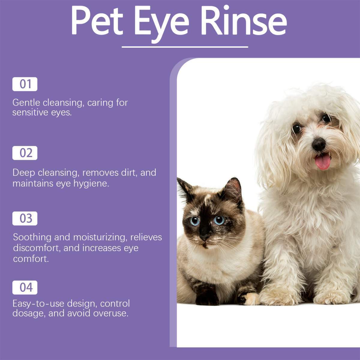Pet Eye Rinse For Dogs & Cats, Gentle Eye Cleaner Solution With Hyaluronic Acid, Honeysuckle Extract & Taurine, Tear Stain Remover For Daily Eye Care, 30ml With Cotton Swabs - Image 9