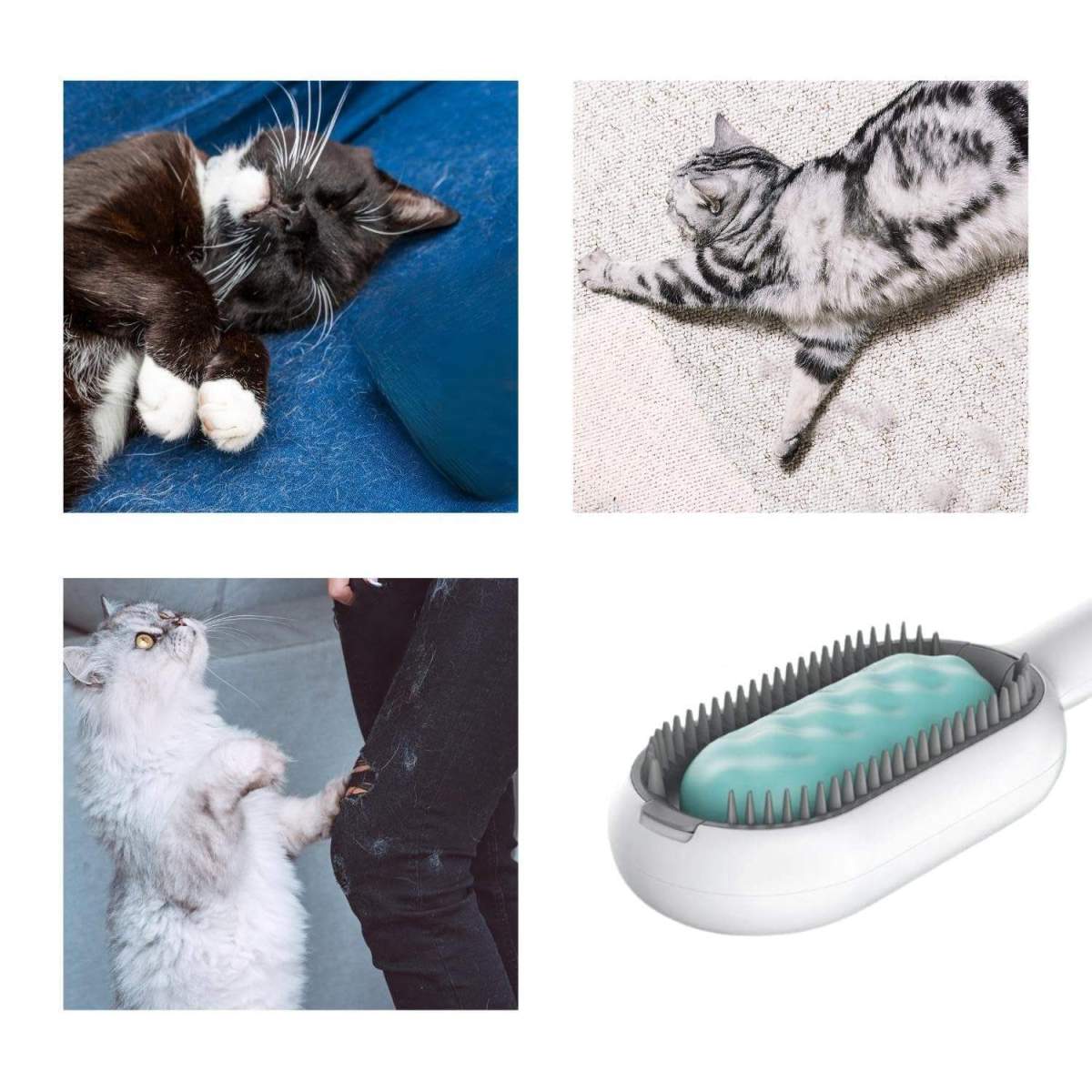 Cat Hair Brush With Water, Sticky Brush For Cats, 4 In-1 Cat Grooming Brush Creative Update Cat Dog Grooming Comb With Water Tank Double-Sided Hair Removal Brush Kitten Pet Supplies Accessories - Image 2