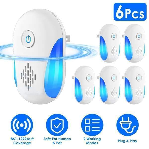 6 Pack Ultrasonic Pest Repeller, Operation Pest Wide Coverage Dual-Frequency Pest Control For Home Apartment Hotel Office Kitchen