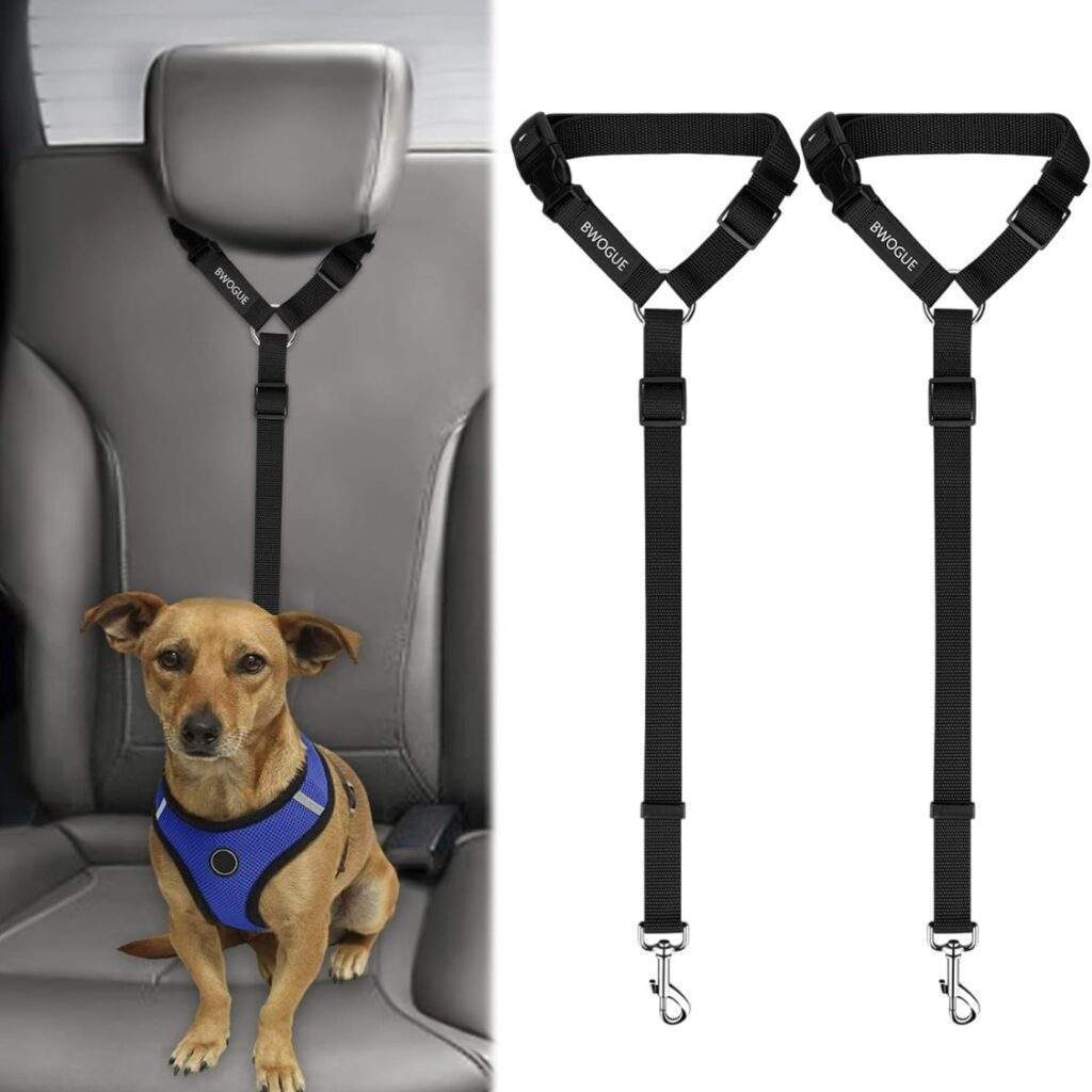 2 Pack Dog Seat Belt For Car, Headrest Restraint Safety Leads
