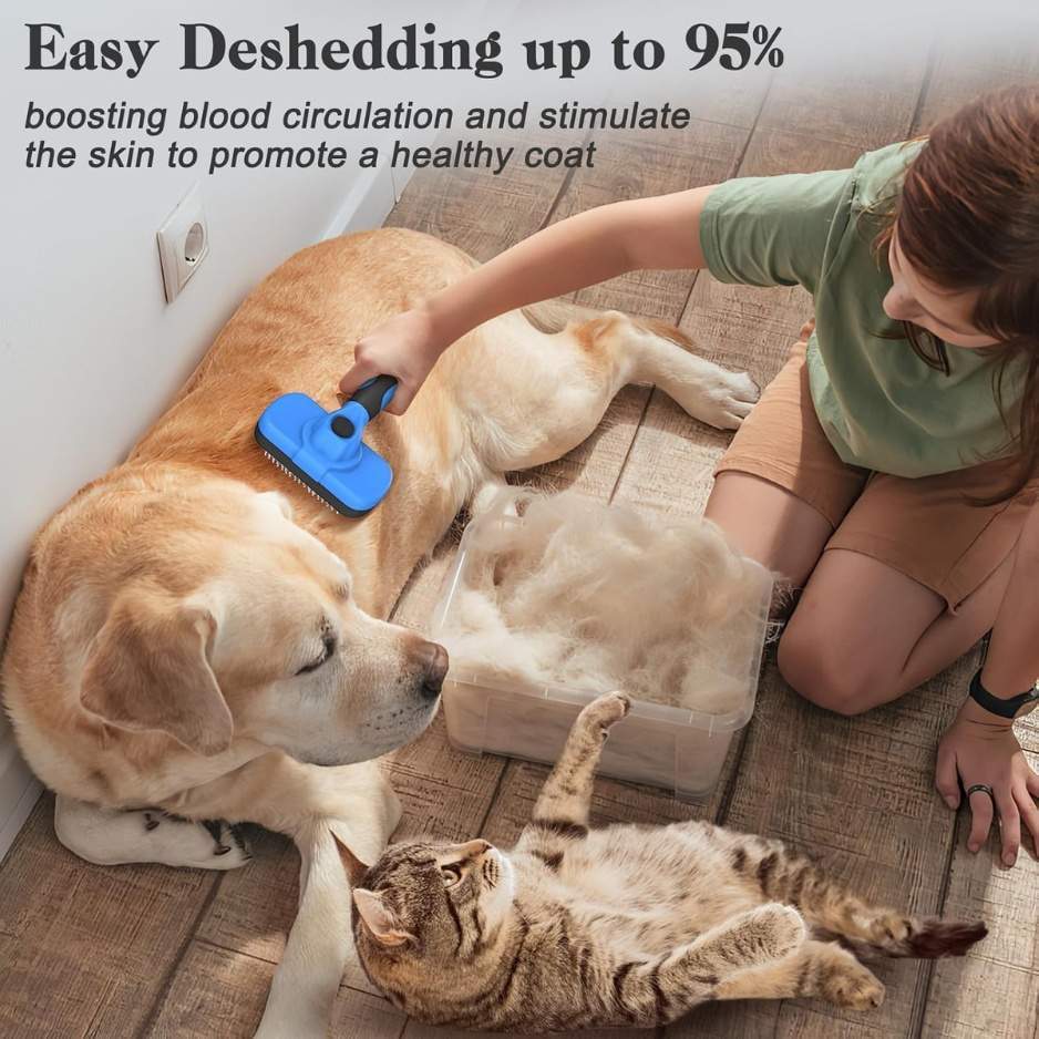 Self Cleaning Slicker Brush Skin Friendly Deshedding Grooming Tool For Dogs Cats Suitable For Shedding Haired Pets With Pet Supplies Accessories Blue - Image 6