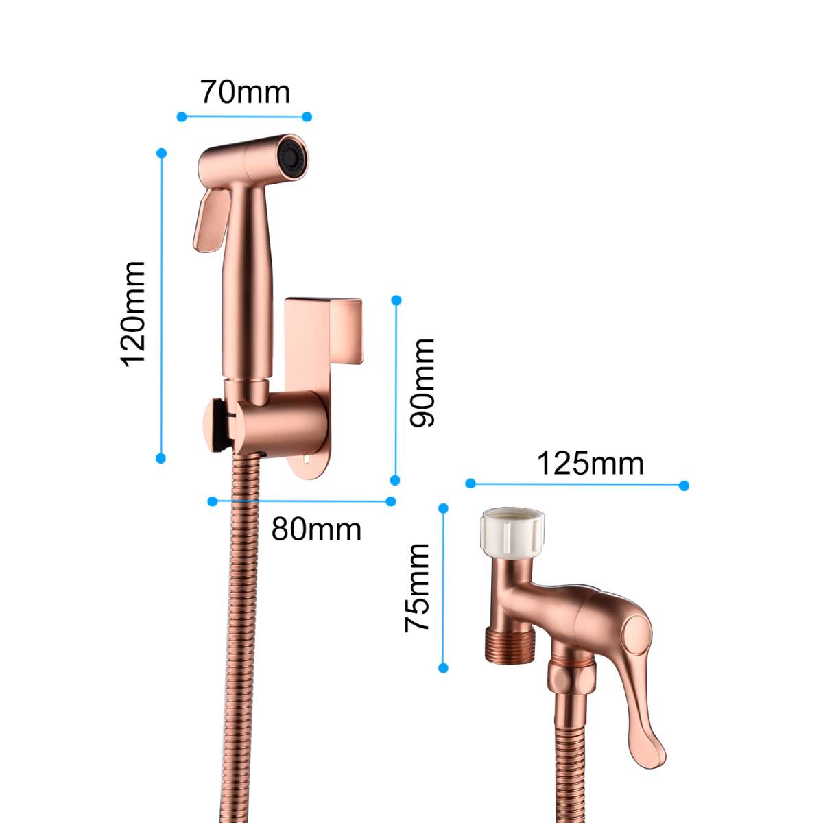 Handheld Toilet & Bathroom Sprayer with Stainless Steel Hose – Rose Gold - Image 6