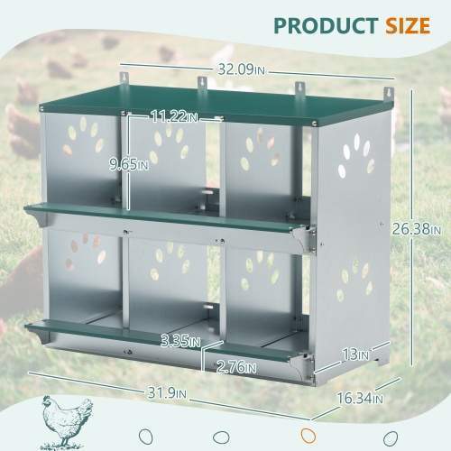 Chicken Nesting Box, 6 Room Metal Nesting Boxes For Chicken,Galvanized Steel Nesting Boxes For Hens,Easy To Assemble - Image 4