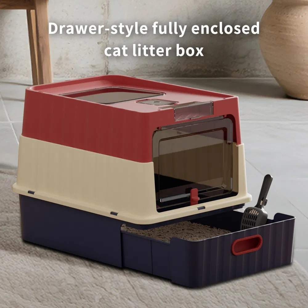 Simple Drawer Style Red Cat Litter Box, Humanized Design, Does Not Occupy Household Storage Space - Image 2