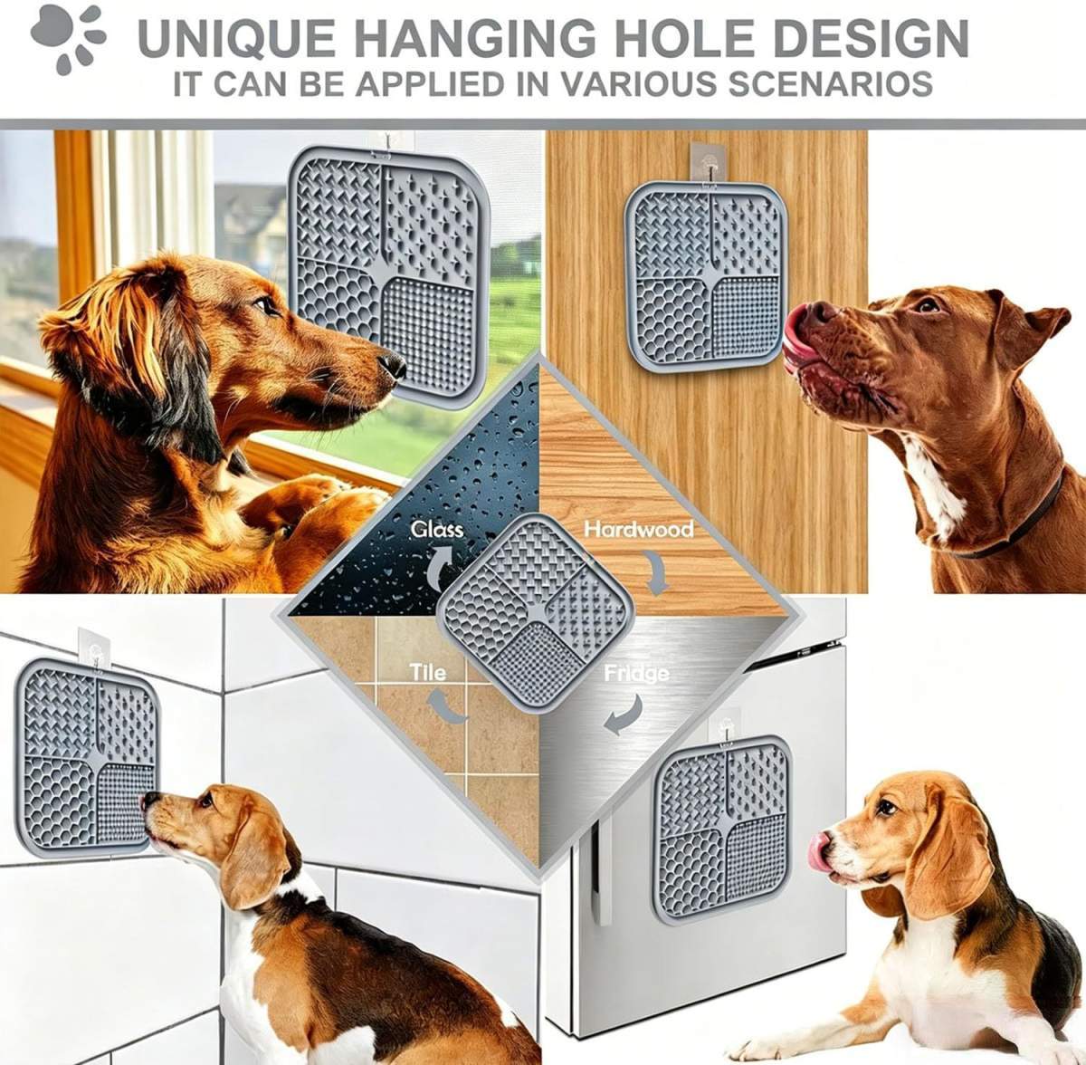 Licking Mat For Dogs & Cats With Suction Cups, 1 Pack Square Dog Slow Feeder Lick Pat For Anxiety Relief & Boredom, Dog Toys To Keep Them Busy, Pets Bathing Training Grooming Mat - Image 8