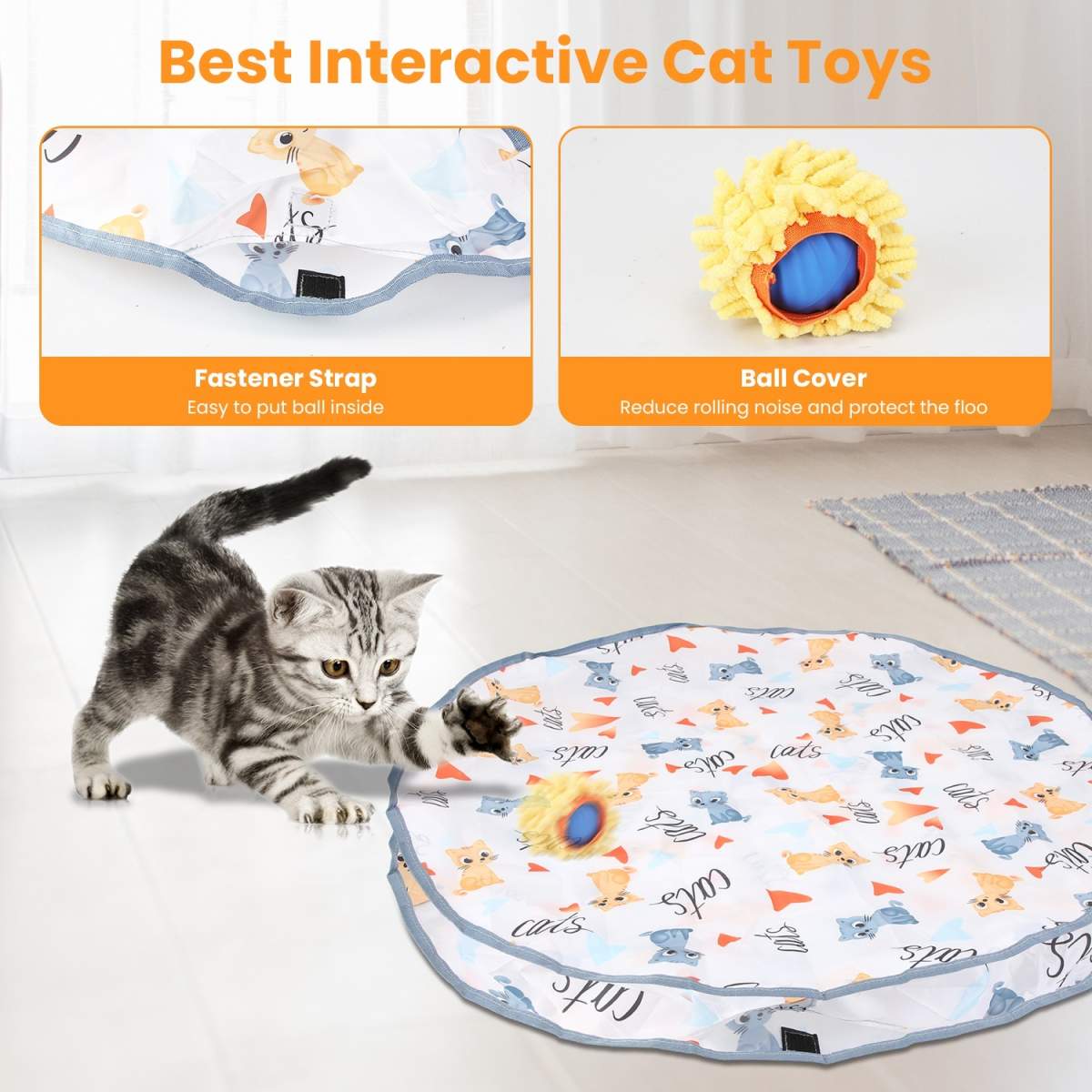 1Pc Cat Toys Ball Fast Rolling In Pouch Rechargeable Motion Activated Interactive Cat Toys For Indoor Cats Hide And Seek Mouse Catching Game - Image 5