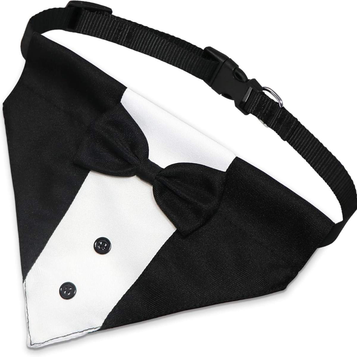 Dog Tuxedo Suit Wedding Bandana Collar With Bow Tie, Adjustable Formal Dog Tux, Engagement Birthday Tuxedo For Small Medium Large Dogs Pets - Image 3