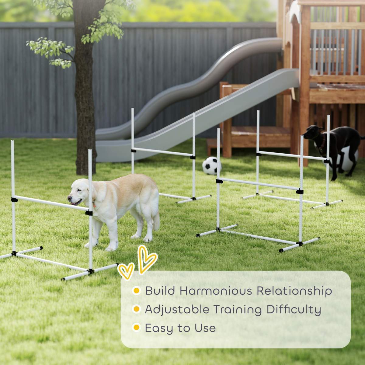 4 Piece Dog Agility Training Equipment for Dog Agility Course with Adjustable Height Jump Bars, Included Carry Bag, & Displacing Top Bar, White - Image 7