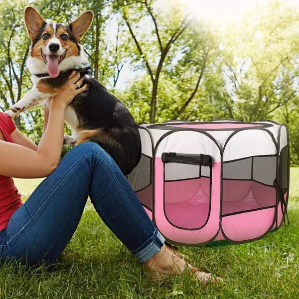 Portable Foldable Pet Playpen Exercise Pen Kennel Removable Zipper Top And Bottom Water Resistant Indoor Outdoor Use For Dogs Cats Other Pets - Image 2