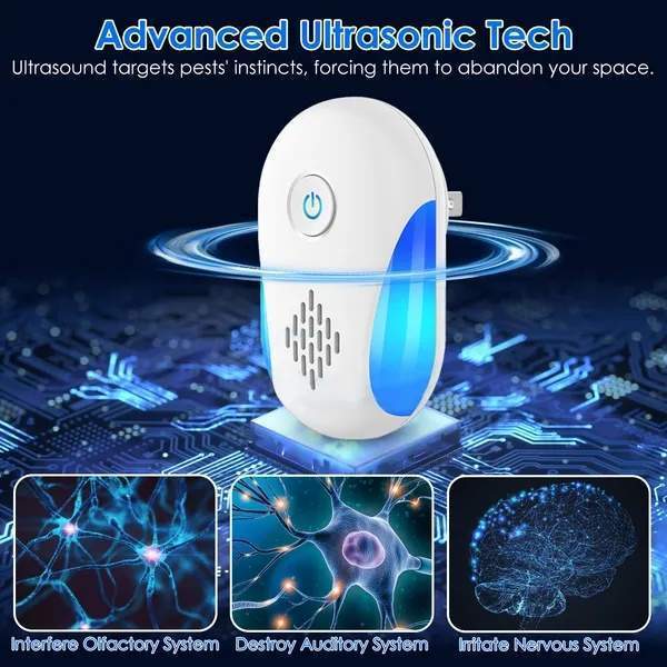6 Pack Ultrasonic Pest Repeller, Operation Pest Wide Coverage Dual-Frequency Pest Control For Home Apartment Hotel Office Kitchen - Image 6