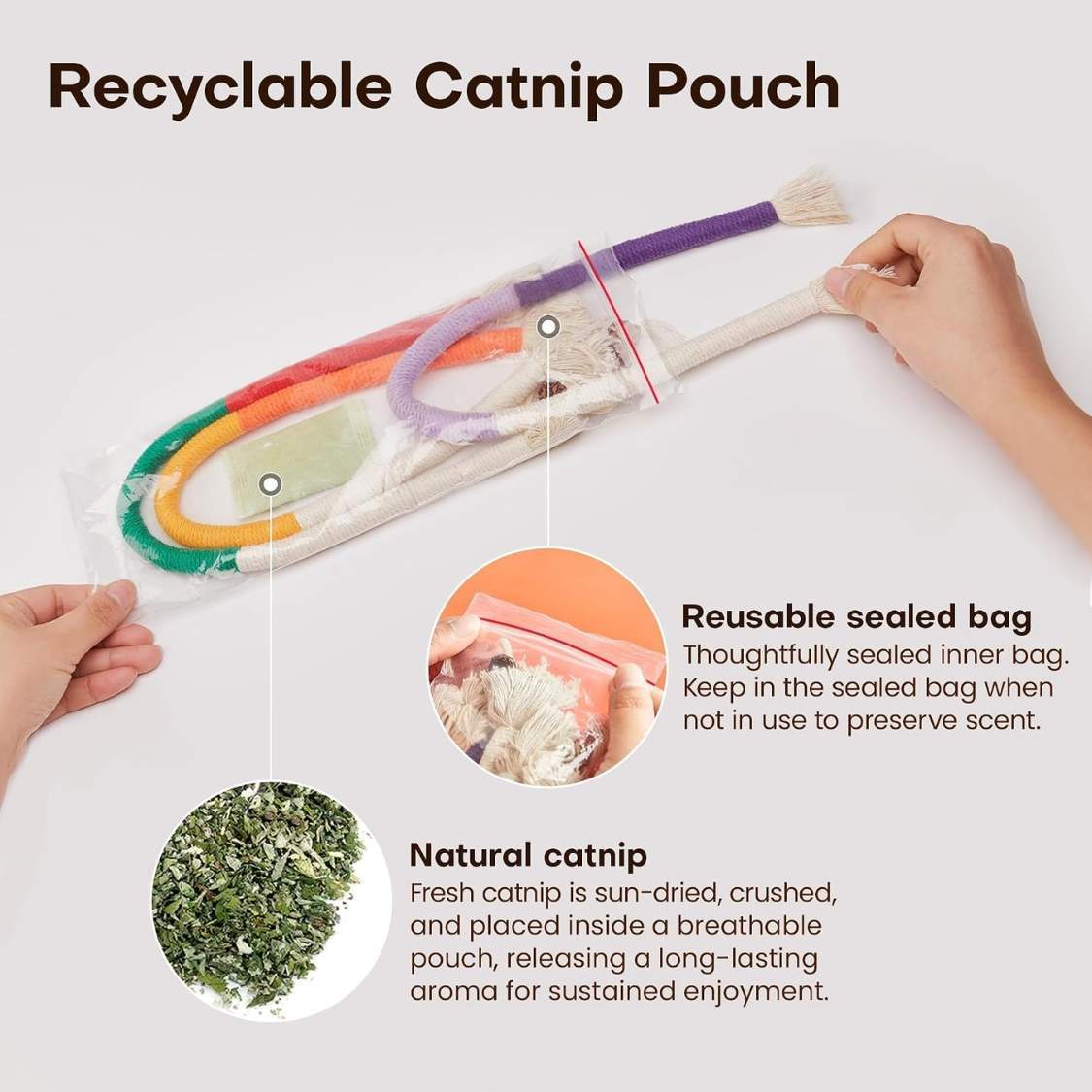 Cat Toys Chew Ropes 3Pcs With Refillable Natural Catnip - Image 4