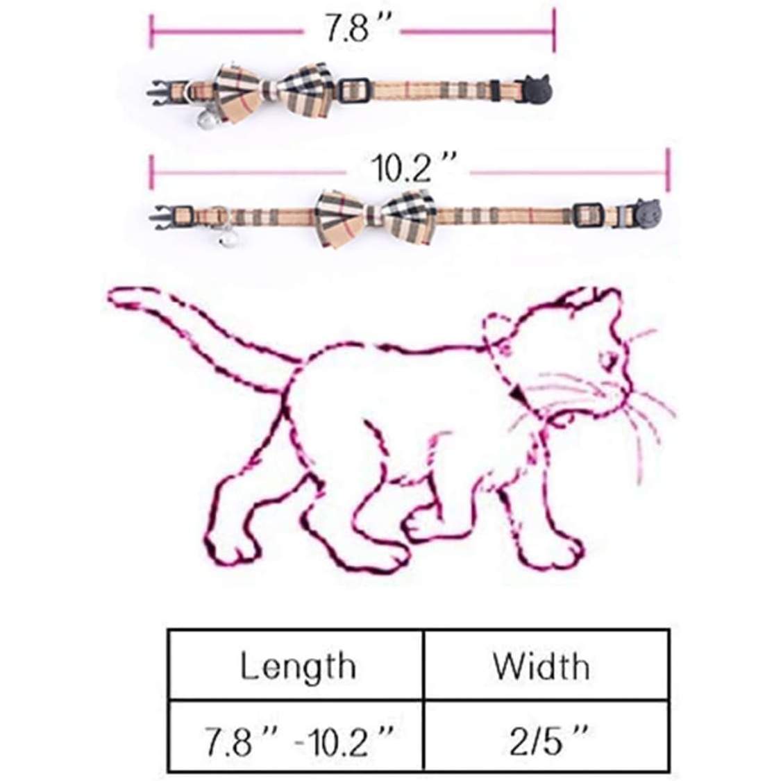 Cat Collars Breakaway With Cute Bow Bell 2 Pack Kitten Collar Plaid Cat Collar With Removable Bowtie Cat Collar For Cats Kittens - Image 7