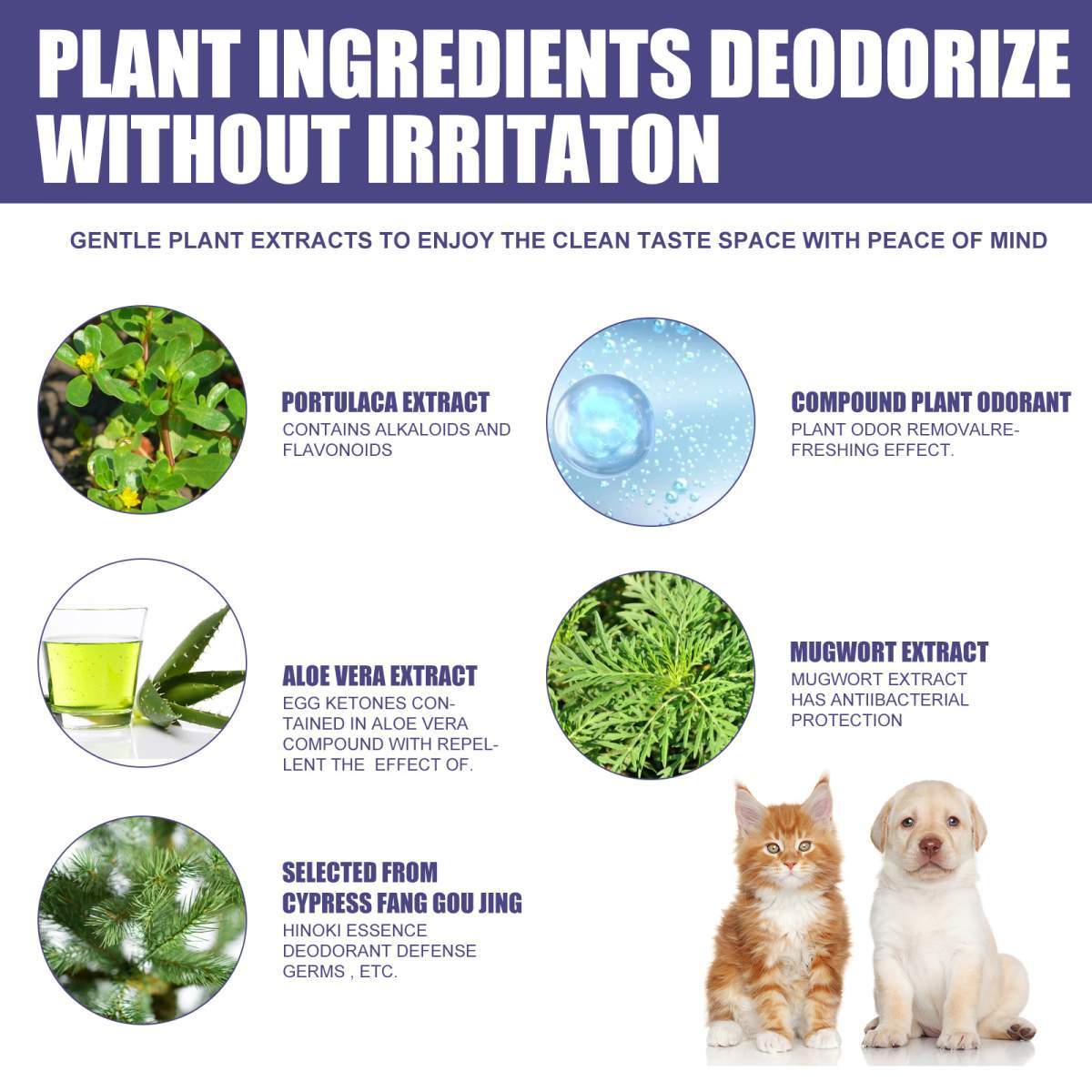60ml Natural Pet Deodorant Spray With Portulaca & Aloe Extract, Pet Odor Eliminator, Non-Toxic Gentle Formula For Dogs - Image 8