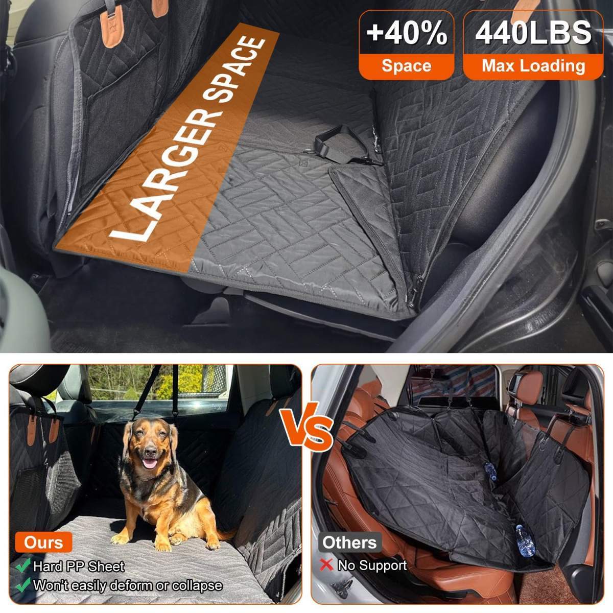 1Pc Dog Car Seat Cover For Back Seat Waterproof Oxford Cloth Seat Cover Hammock Non-Slip Scratchproof Back Seat Extender With Side Flap Mesh Window Storage Bag For Car SUV Truck - Image 10