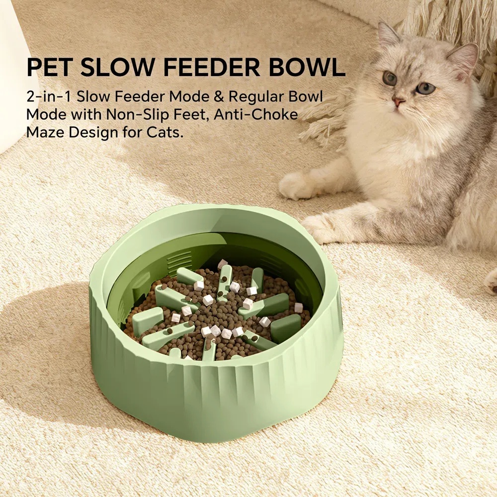 2-in-1 Dual Mode Large Plastic Cat Slow Feeder Bowl, Switchable Fast&Slow Feed - Image 5