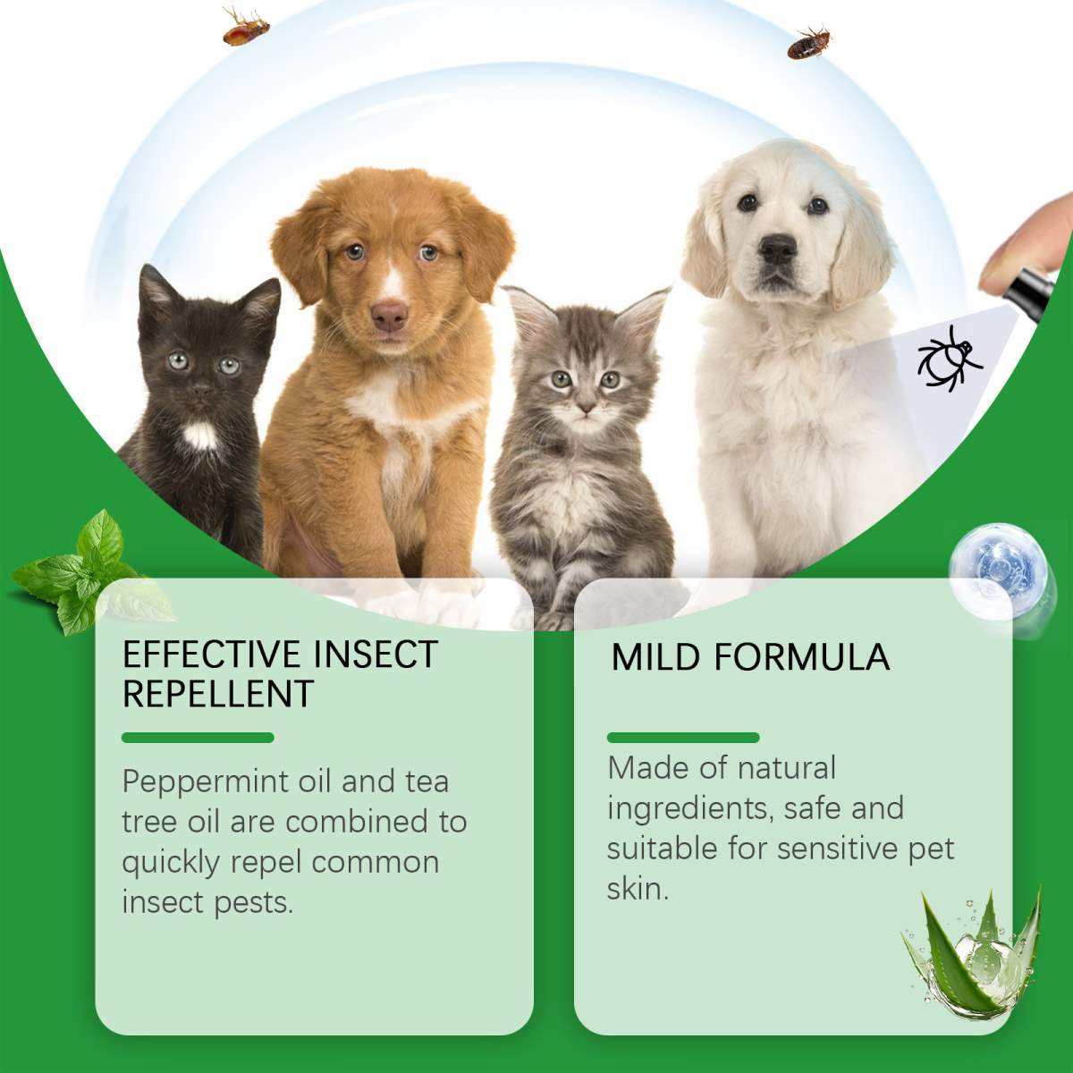Natural Flea & Tick Spray For Dogs & Cats, Plant-Based Pest Repellent Kills Fleas, Ticks, Lice & Mites - Image 2