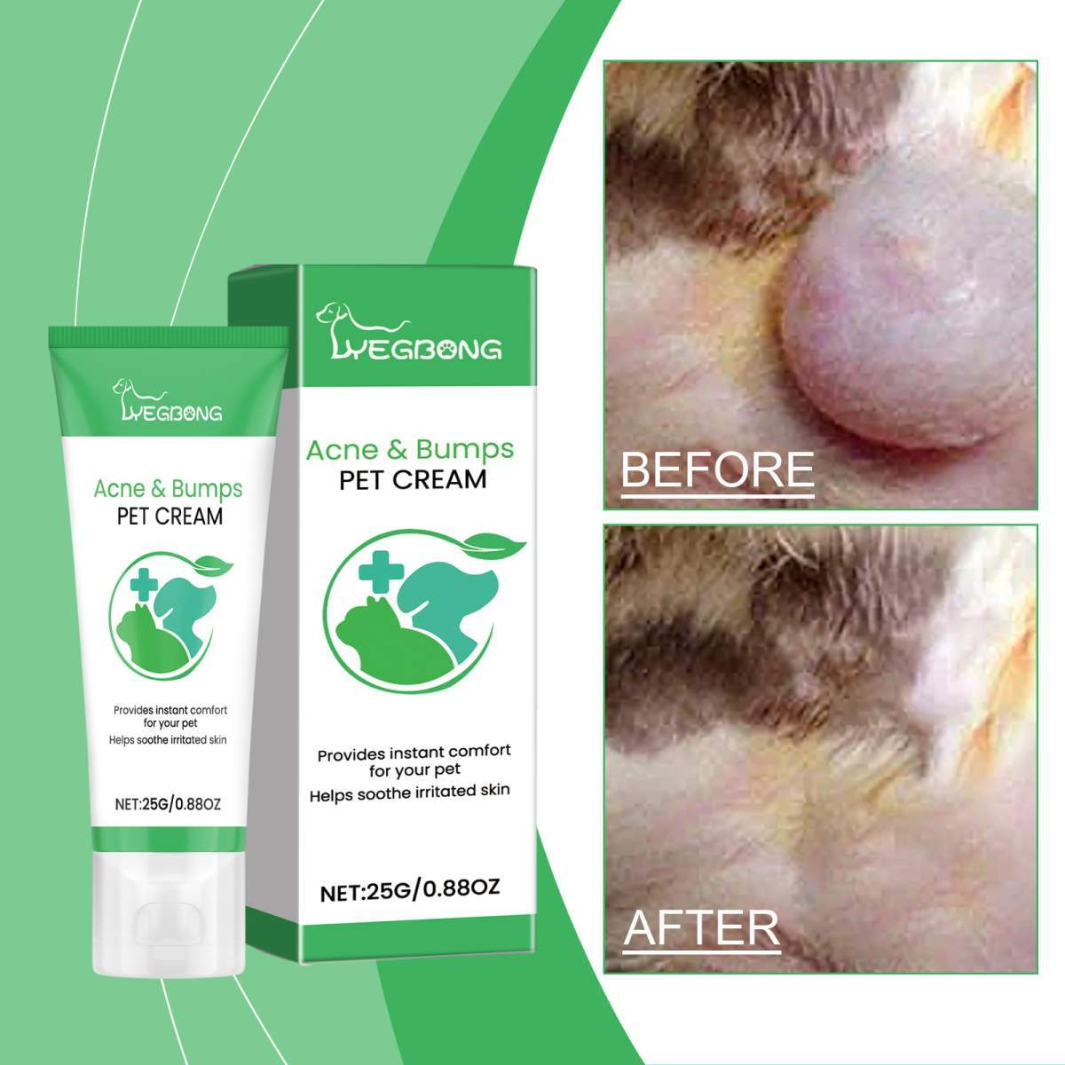 Pet Acne & Bumps Skin Cream, Soothing Skin For Dogs & Cats, Relief Redness Irritated Skin With Calendula & Ganoderma Extract - Image 7