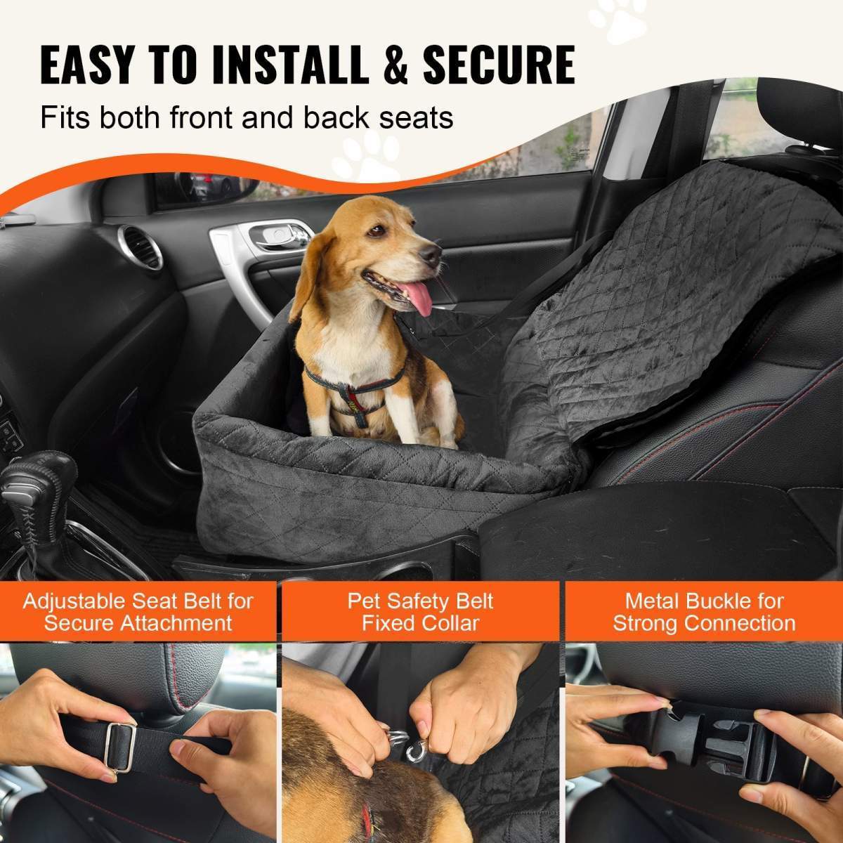 Dog Booster Car Seat Pet Car Seat For Small Medium Dog Up To 40 Lbs Black - Image 2