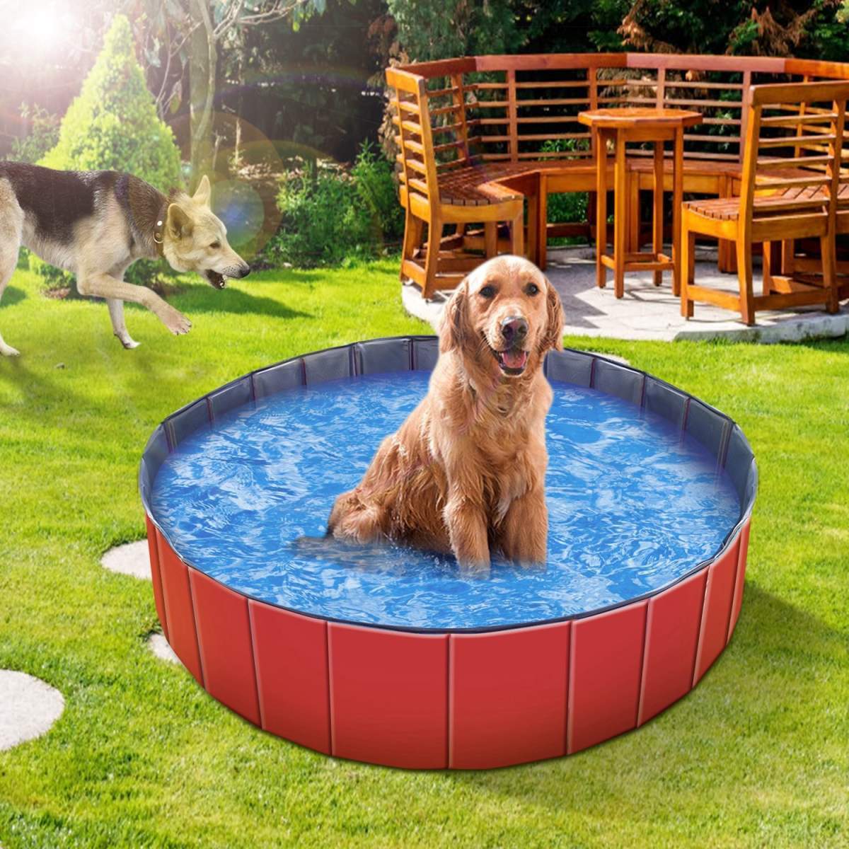 1Pc 160 X 160 X 30cm-63.0 X 63.0 X 11.8inch Foldable Pet Swimming Pool PVC Dog Swim Pool Bathing Tub Playmat Pools - Image 6